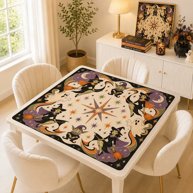 Splash Of Mahj And Color Co. Witchy Woman Ghosts, Goblins Mahjong Halloween Mat