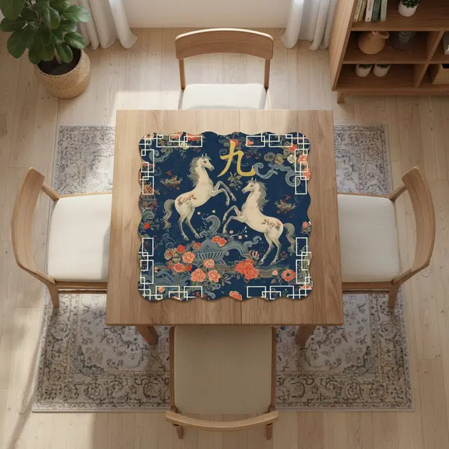 Splash Of Mahj And Color Co. Year Of The Firehorse 2026 Scalloped Mahjong Mat