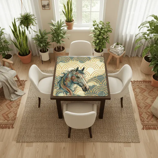 Splash Of Mahj And Color Co. Year of The Firehorse, Lunar Year Boho Mahjong Mat