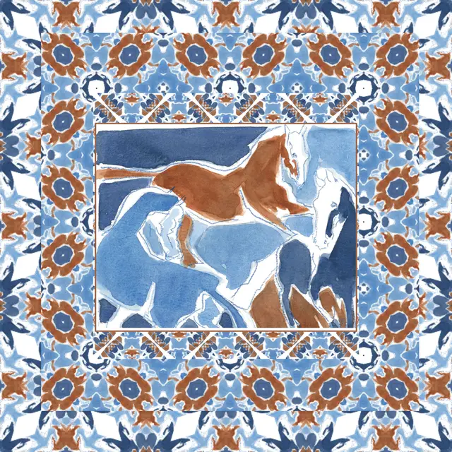 Spools Wild Horses Artist Collab Leatherette Mahjong Mat