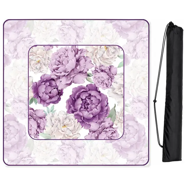 Sweet Jojo Designs Peony Floral Garden Lavender Purple and Ivory Collection Mahjong Mat for Table - Shipped Rolled