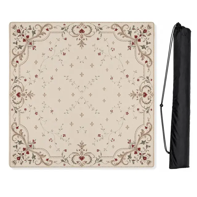 Sweet Jojo Designs Red Vintage Antique Collection - Floral Print Mahjong Mat for Table - Shipped Rolled