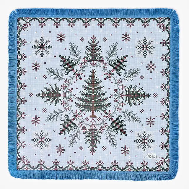 Tala Mahj Sweater Weather - Holiday Mahjong Mat with Winter Blue Fringe