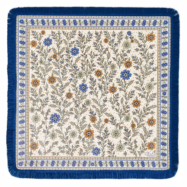 Tala Mahj The Montecito Mahjong Mat - Wildflowers with Blue Fringe