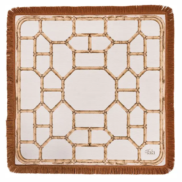 Tala Mahj The Veranda Mahjong Mat - Bamboo Neutral with Fringe