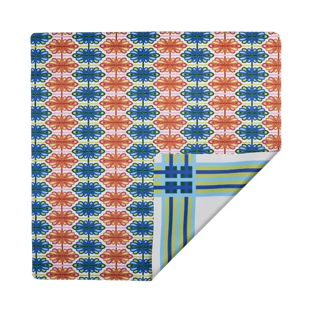 The Mahjong House Mod Bird Bam & Plaid Double-Sided Mahjong Mat