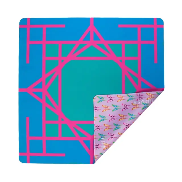 The Mahjong House Teal Garden Double-Sided Mahjong Mat