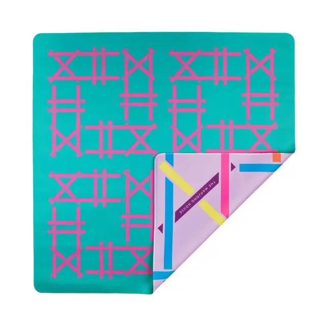The Mahjong House Teal Trellis Double-Sided Mahjong Mat