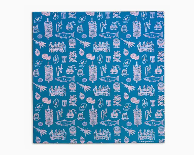 The Mahjong Line TML x Major Food Group Sadelle's Game Mat — Blue & Green Pattern