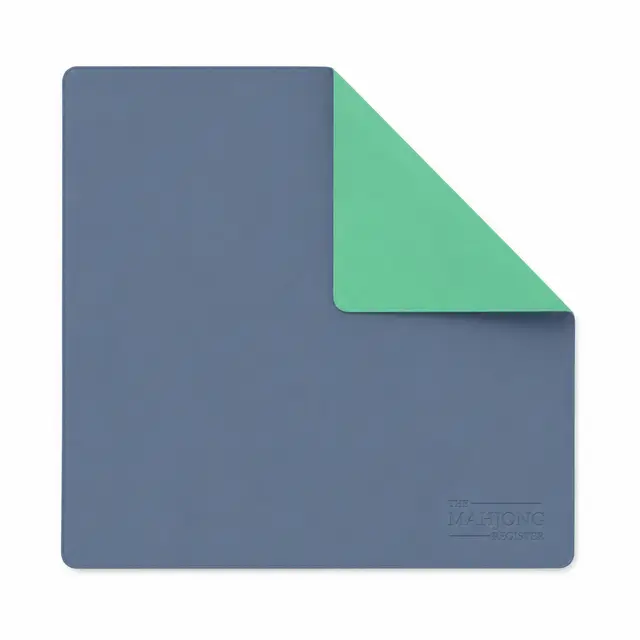The Mahjong Register Seafoam Green & Slate Blue Double-Sided Leatherette Mahjong Mat – 33" x 33"