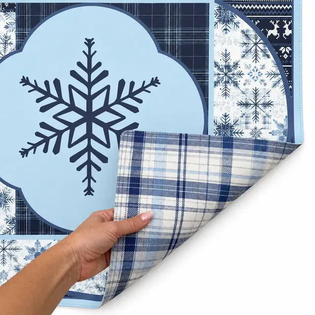 The Mahjong Register Snowflake Reindeer Lodge Double-Sided Leatherette Mahjong Mat 31.5" x 31.5"