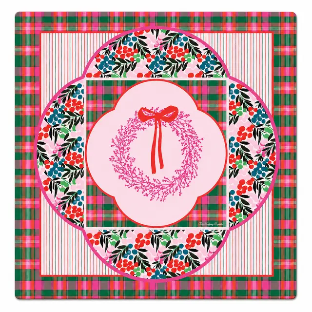 The Mahjong Register Very Merry Wreath Premium Mahjong Mat – Neoprene — Neoprene