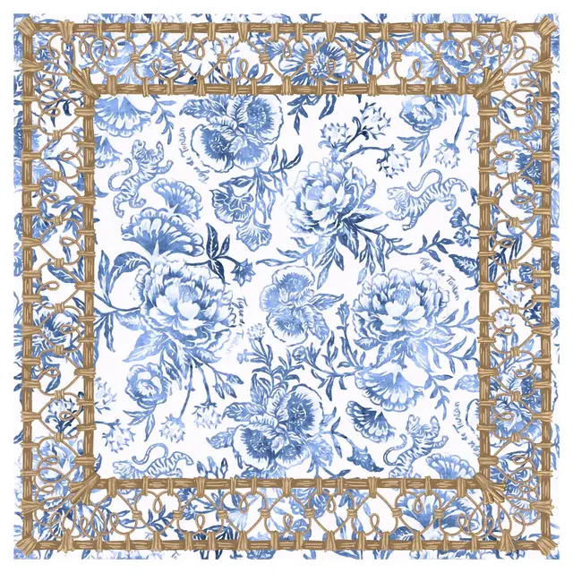 Tigre de Tartan Mahjong Mat, CHINOISERIE DENIM