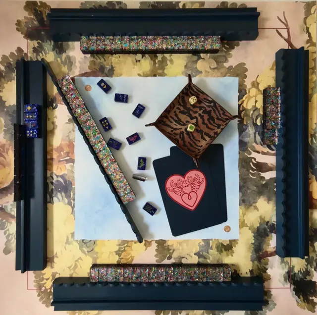 Tigre de Tartan Mahjong Mat, FRENCH MURAL