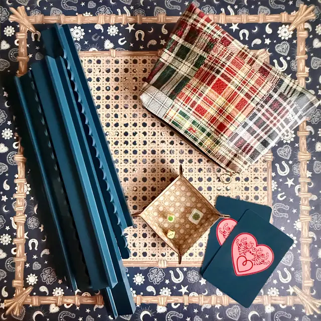 Tigre de Tartan Mahjong Mat, HEARTS & HORSESHOES