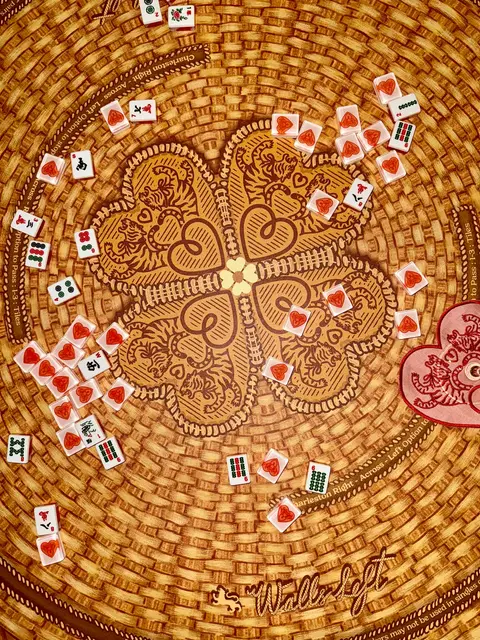 Tigre de Tartan Mahjong Mat, NANTUCKET BASKET, ROUND [W/ RULES]