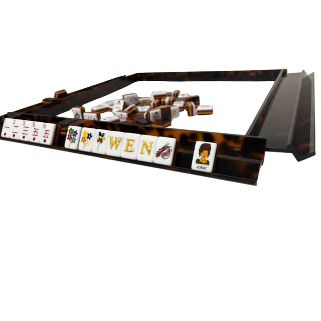 Mahjong Studios Luxury Handmade Tortoise Shell Acrylic Mahjong Racks and Pushers Set of 4 — Tortoise Shell
