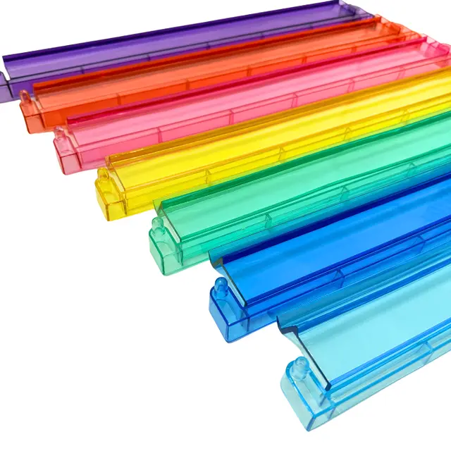Mahjong Studios Mahjong Rack and Pusher Set of 4 - Multi Colors Blue Purple Red Green Clear