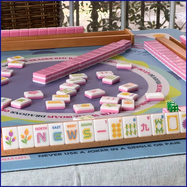 Morningside Mahjong Natural Wood Mahjong Magnetic Rack + Pusher (20" Long)