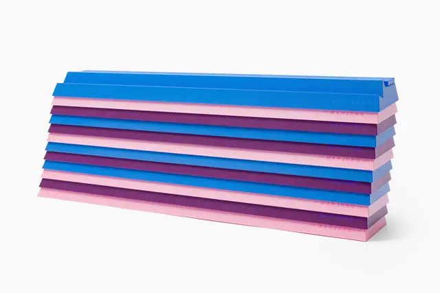 The Mahjong Line Stackable Plastic Mahjong Rack and Pusher: Set of 4 with drawstring bag — Plum