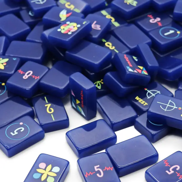 Four Friends Mahjong Navy Architectural Mahjong Tile Set