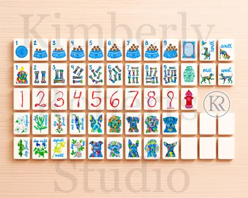 Kimberley Roberts Studio Dog Rescue Mahjong Set PRINTED
