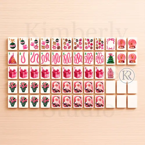 Kimberley Roberts Studio Pink Christmas Mahjong Set PRINTED