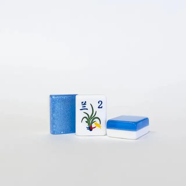Mah Jongg Maven 2 Layer Light Blue Sparkle Mahjong tile set, Engraved & Hand Painted