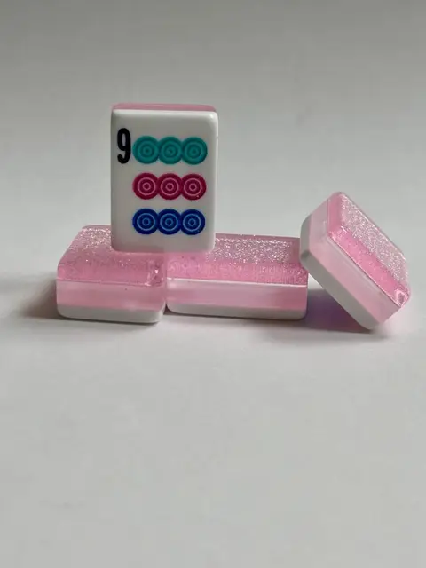Mah Jongg Maven 3 Layer Light Pink Sparkle Engraved and Hand Painted American Mah Jongg tile set (2 ink colors available) — Primary