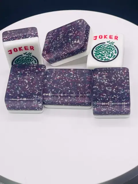Mah Jongg Maven 3- Layer Purple /white flecks colors Mahjongg tile set (Traditonal Faces)