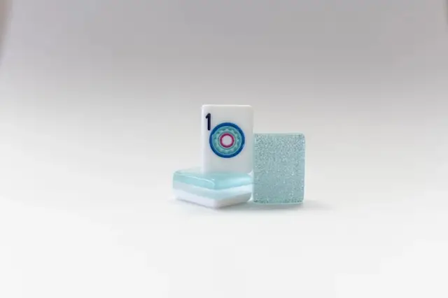 Mah Jongg Maven 3 Layer Turquoise Sparkle Mah Jongg tiles with light jewel tone ink Engraved & Hand Painted
