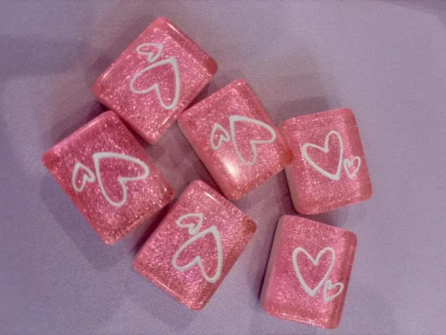 Mah Jongg Maven Engraved Heart set- available on any 2 layer Sparkle Engraved & Hand painted tile set — Mediterranean Dark Blue Sparkle