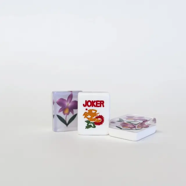 Mah Jongg Maven Purple Orchid Flower 2 Layer American Mahjongg tile set- Engraved Hand Painted