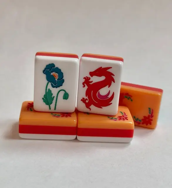 Mah Jongg Maven Royal Garden Series- Artist inspired 3 Layer American Mah Jongg tile set Orange Citrus Red