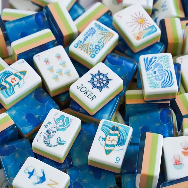 Mahj Days Ocean Coastal Surf Mahjong Set — Ocean Blue