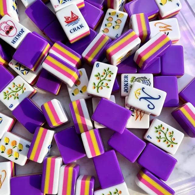 Mahj Days Riviera Citrus Royal Purple Mahjong Tiles