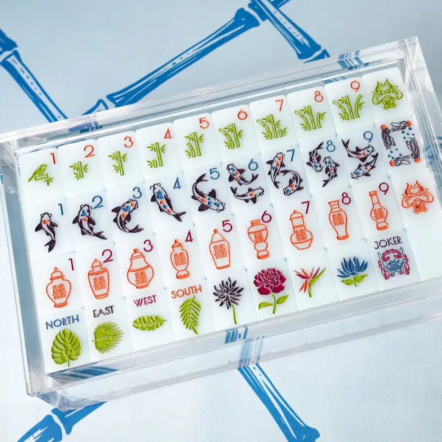 Southern Sparrow THE CHINOISERIE SET - MAHJONG TILES — BLUE JADEITE