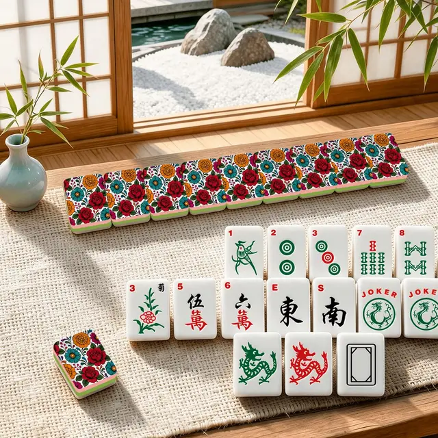 Splash Of Mahj And Color Co. Día de los Muertos 4Layer Traditional American Mahjong Tiles Set And Carry Case