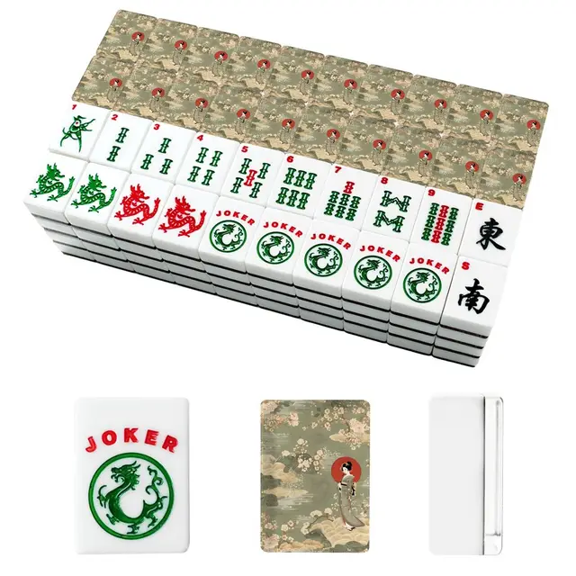 Splash Of Mahj And Color Co. Geisha Girl Asian American Mahjong Tiles And Bag Set — Box