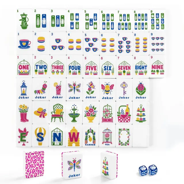 Splash Of Mahj And Color Co. Hot Pink Cheetah Floral Garden American Mahjong Tiles With Carry Case — Box