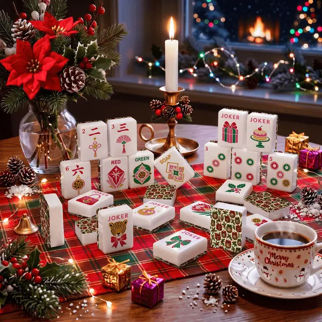 Splash Of Mahj And Color Co. Leopard Luxe Holiday Christmas Mahjong Tiles And Carry Case