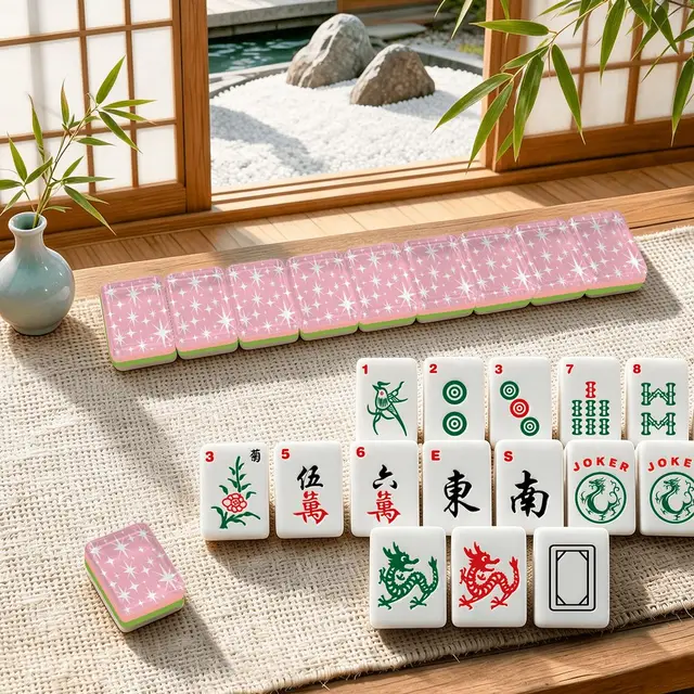Splash Of Mahj And Color Co. Pink Modtastic Starburst Traditional 4Layer American Mahjong Tiles Set And Carry Case