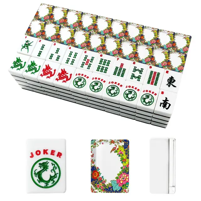 Splash Of Mahj And Color Co. Tobacco Leaf Floral Chinoiserie American Mahjong Tiles And Carry Case — Box