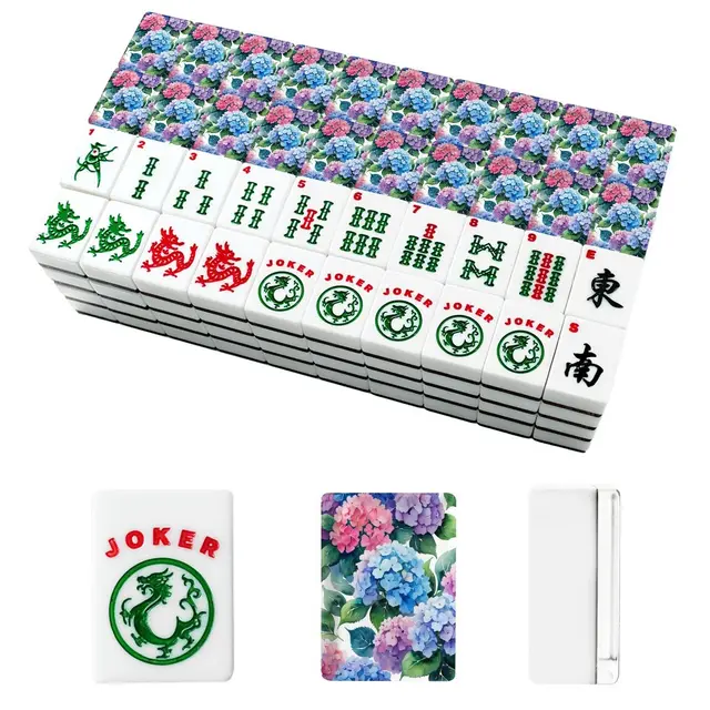 Splash Of Mahj And Color Co. Watercolor Hydrangea Purple Pink, American Mahjong Tiles And Carry Case — Box