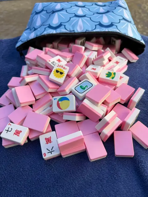 Spools Travel Mahjong Tiles - Pool — Silk Pink
