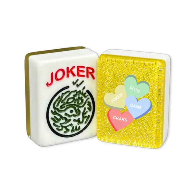 Where the Wind Blows CUSTOM Candy Hearts American Mah Jongg Tiles — Yellow Glitter