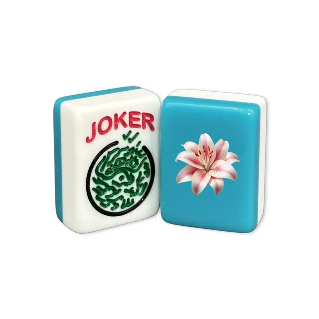 Where the Wind Blows CUSTOM Lily Flower American Mah Jongg Tiles — Teal and White