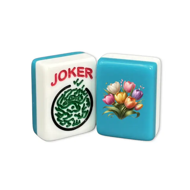 Where the Wind Blows CUSTOM Tulip Bundle American Mah Jongg Tiles — Teal and White