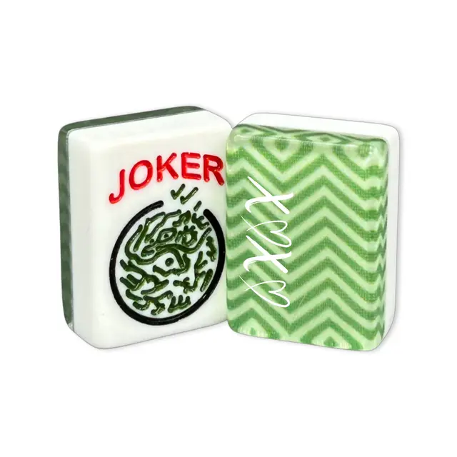 Where the Wind Blows CUSTOM White XOXO American Mah Jongg Tiles — Green Chevron