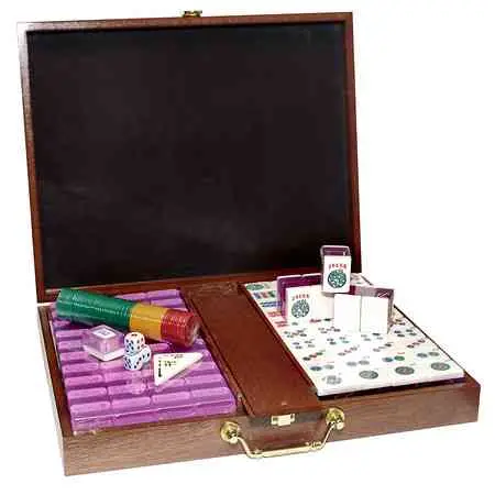 Where the Wind Blows Jumbo American Purple Glitter Mah Jongg Tiles in Wooden Box